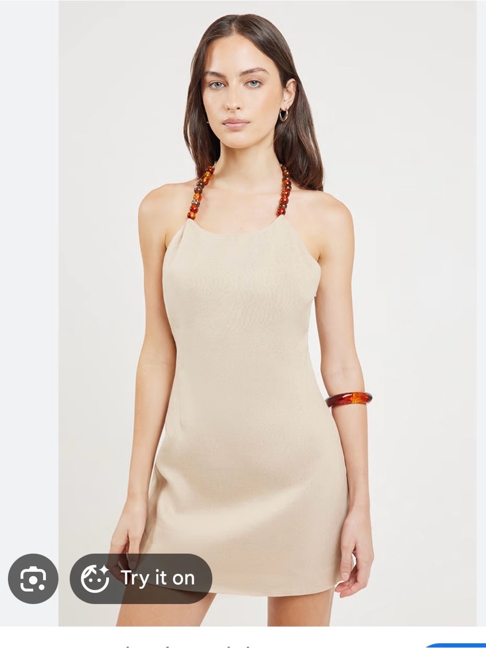 Halter Neck Cream Mini Dress
